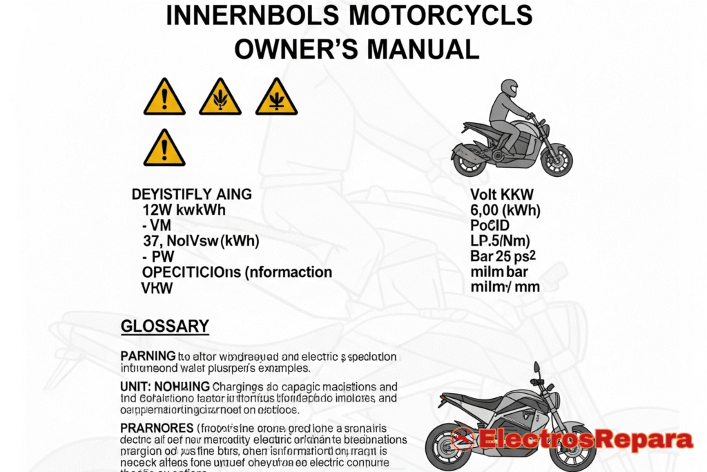 Una guía visual de símbolos comunes y unidades de medida (kW, kWh, V, psi) encontrados en los manuales de motos eléctricas, facilitando su comprensión.