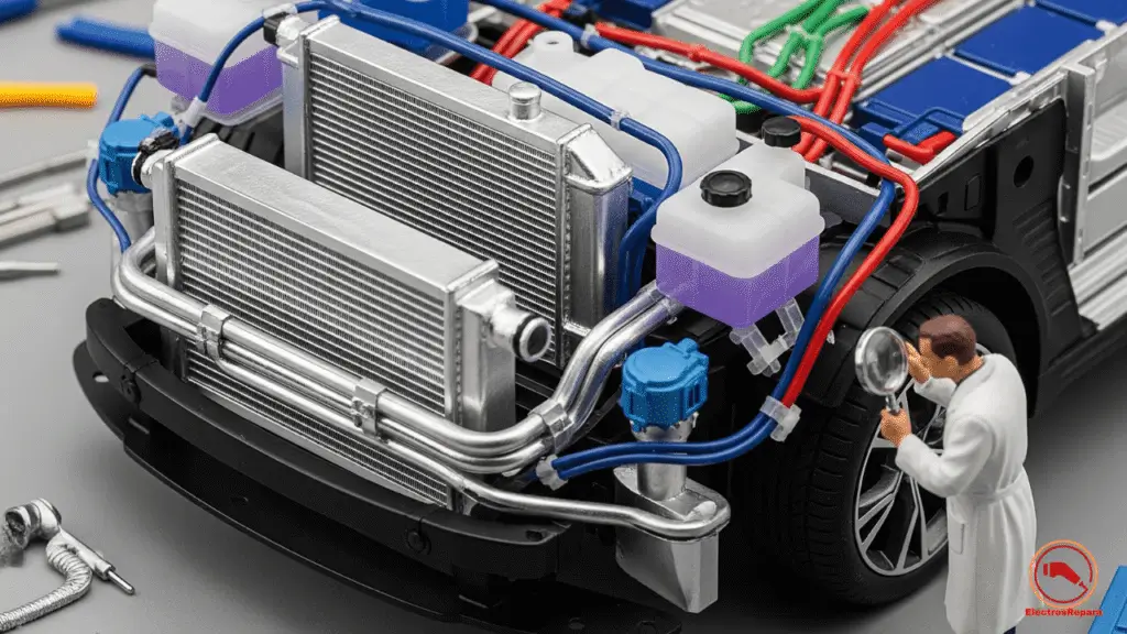 Una imagen que compara los sistemas de refrigeración pasiva y activa en coches eléctricos, resaltando las diferencias en diseño y eficacia en el mantenimiento de temperaturas óptimas