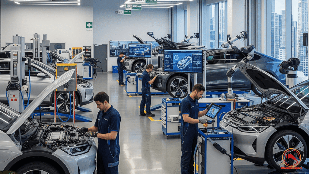 Taller especializado en revisiones y mantenimiento de coches eléctricos.