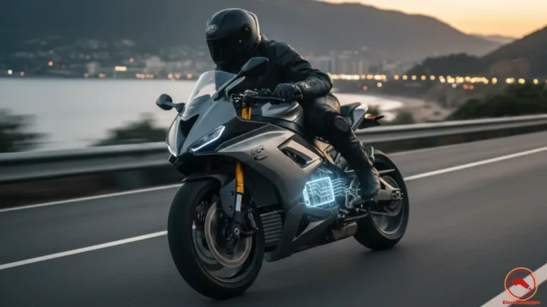 Motociclista en moto eléctrica practicando conducción eficiente con frenado regenerativo: optimiza recuperación de energía para mayor autonomía y seguridad en rutas urbanas.