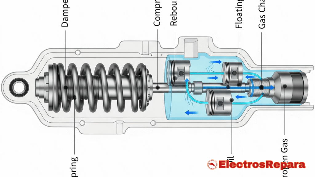 Conoce las partes del amortiguador de moto eléctrica y su funcionamiento. Esencial para entender el mantenimiento de la suspensión y prevenir fallos.