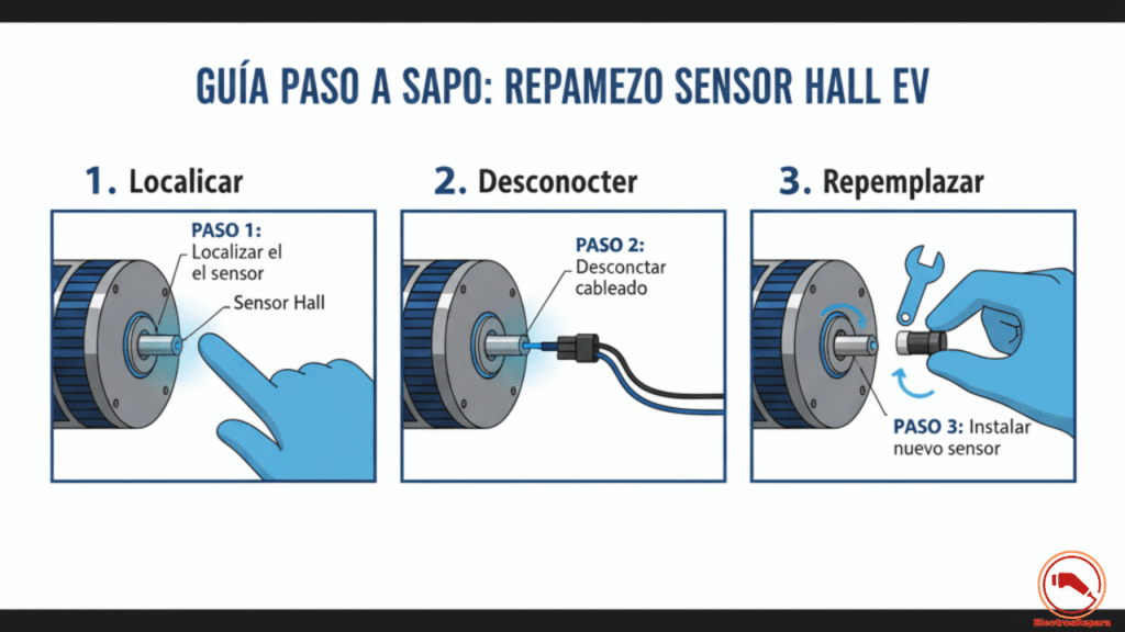 "Guía paso a paso para reparar sensor Hall coche eléctrico en diagnóstico fallos sensores EV y reparación sensores coche eléctrico."
Ubicación Sugerida: En la sección "Reparación de Fallos: Soluciones Prácticas y Seguras", junto al punto de "Reemplazo de sensor"