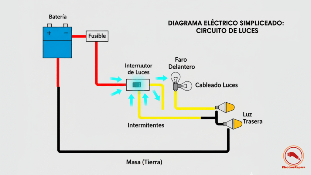Diagnóstico eléctrico moto con multímetro en el cableado de una motocicleta eléctrica. Reparación y mantenimiento por un experto