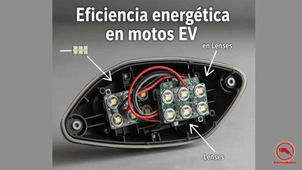 Faro delantero LED desmontado moto eléctrica: diodos Cree, lentes proyectores, troubleshooting testigo fallo motor se enciende y se apaga - Reparación sistema iluminación EV con palabras clave alto valor