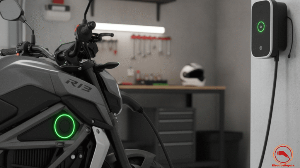 Moto eléctrica en ciclo de balanceo de batería. Carga lenta y prolongada para Apagar testigo fallo motor.