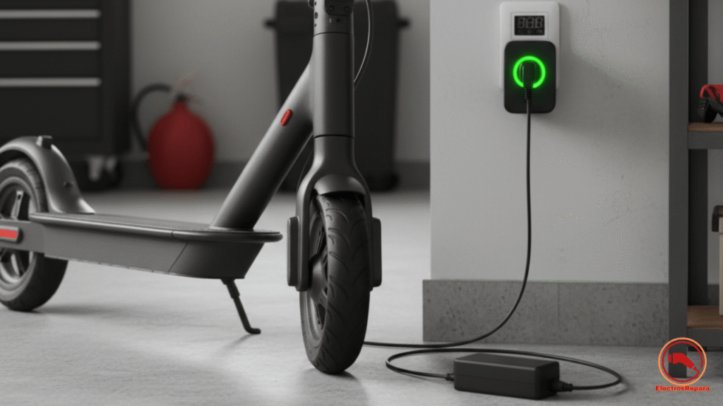 Consejos para cargar patinete eléctrico: cargar patinete eléctrico correctamente con luz verde, mantenimiento patinete eléctrico en garaje fresco