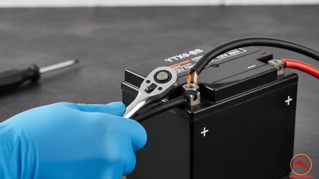 desconectar batería para resetear ECU moto eléctrica paso a paso, seguridad batería 12V moto eléctrica.