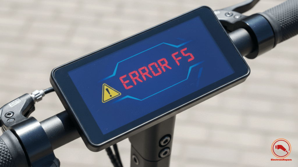 Pantalla Patinete Eléctrico mostrando un código de error (DTC), indicando la necesidad de una Reparación Patinete Eléctrico.