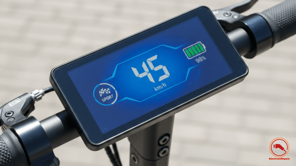 Pantallas Patinetes Eléctricos TFT a color de alta resolución, mostrando la Tecnología Patinete Eléctrico y las funciones inteligentes.