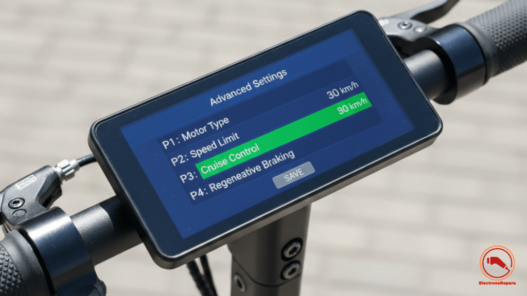 Ajustes P-Settings en la Pantalla Patinete Eléctrico para optimizar el rendimiento y la Tecnología Patinete Eléctrico.