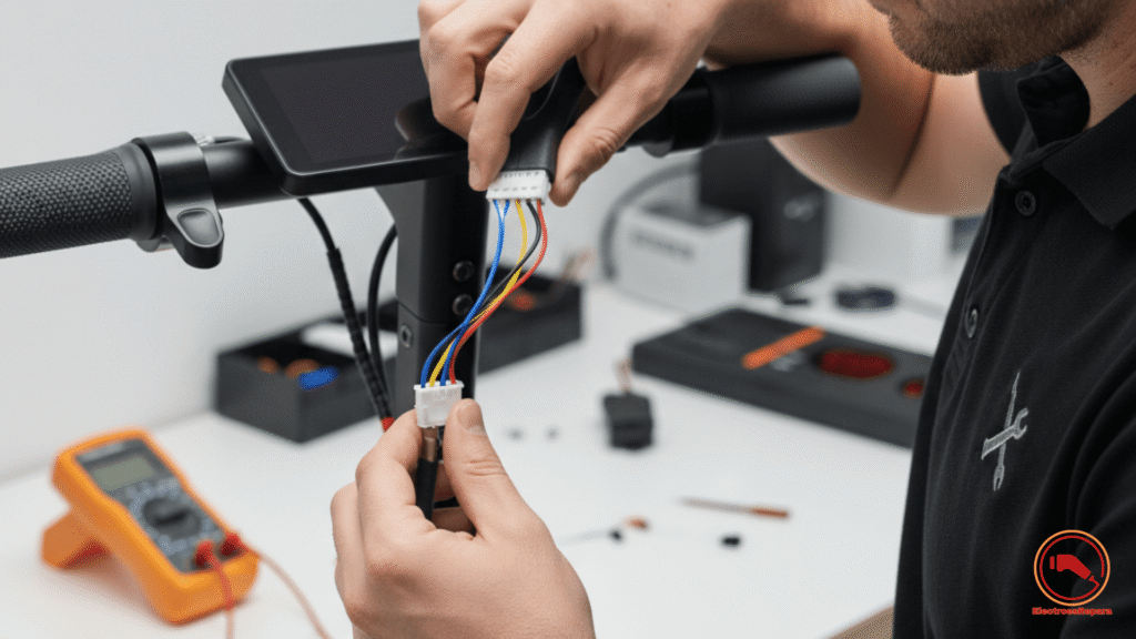 Mantenimiento Patinete Eléctrico: Revisión del cableado de la Pantalla Patinete Eléctrico para solucionar fallos de comunicación.