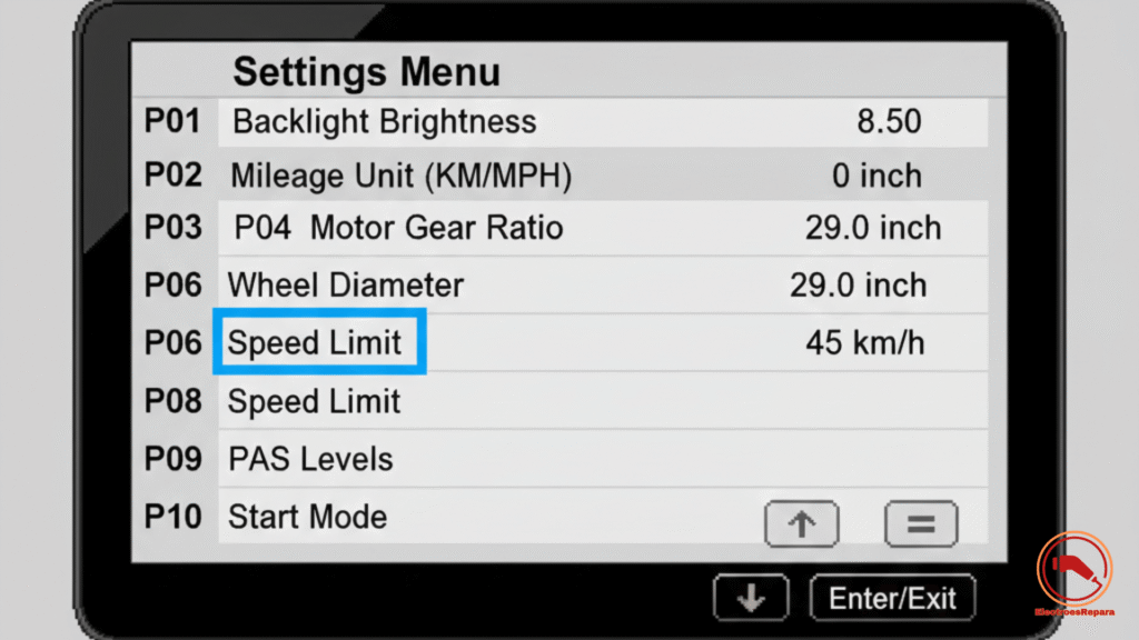 Configuración de parámetros P e-bike, Reparación de motores de bicicletas eléctricas.