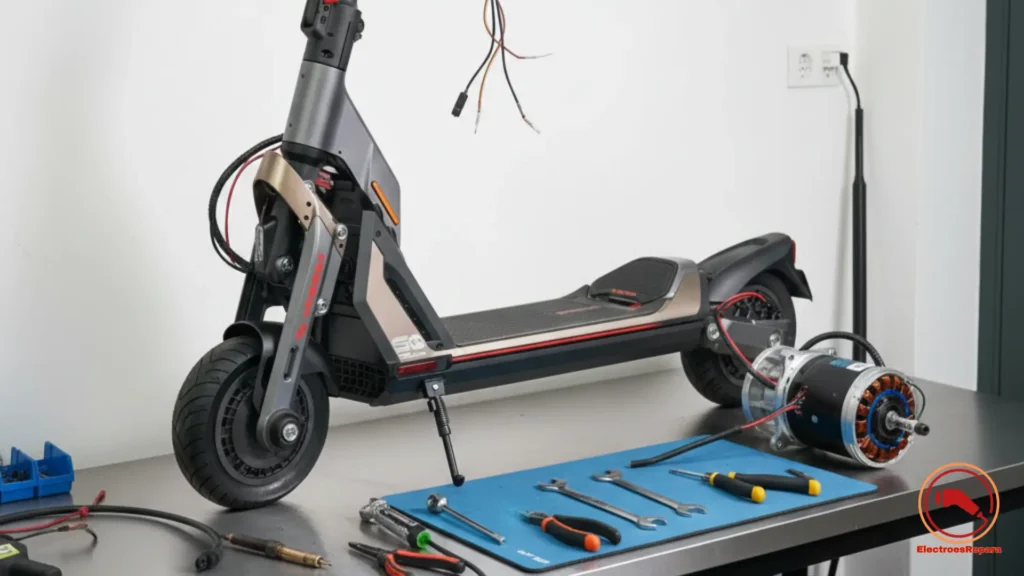 Batería Estado Sólido Patinete Eléctrico 2026 Primer plano de un pack de baterías de estado sólido para VMP, destacando su diseño compacto y terminales de conexión.