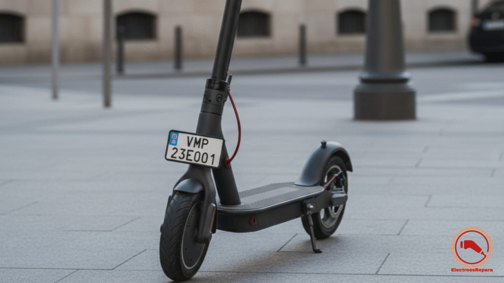 Patinete eléctrico con seguro obligatorio y Certificado de Circulación DGT VMP vigente en 2026.

