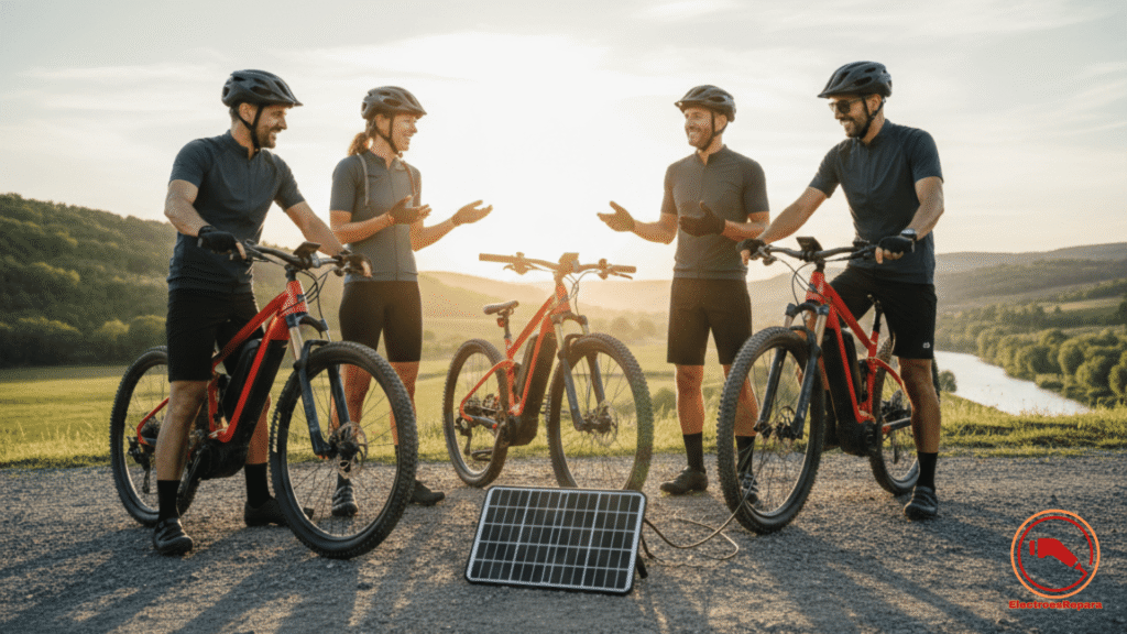 Comunidad de usuarios de bicicletas eléctricas compartiendo consejos en ElectrosRepara.es.

